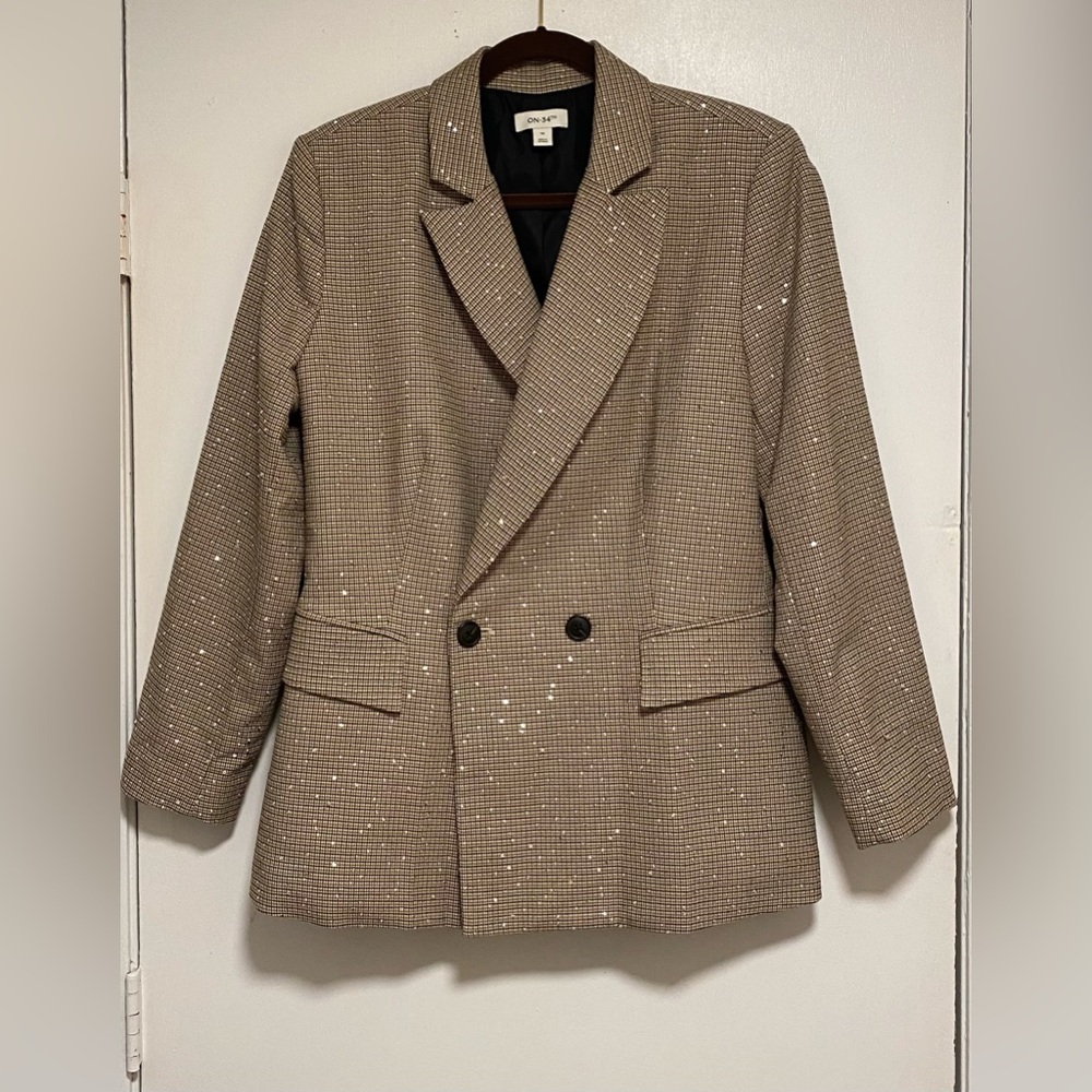 Elegant Tan Blazer with Sequin Detail